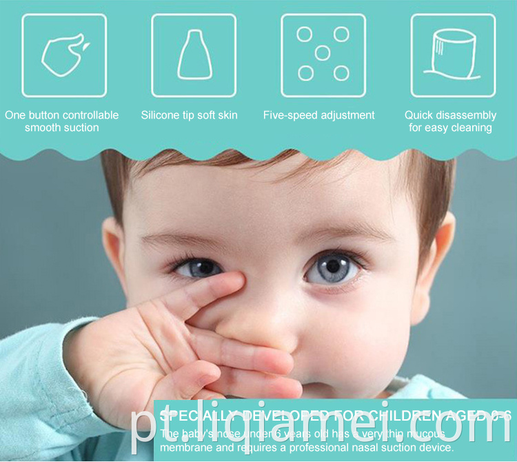 Limpador de rótulo privada Naror aspirador nasal sucção no nariz de bebê sucção de nariz para bebê USB 3-6 horas 2000 Ma